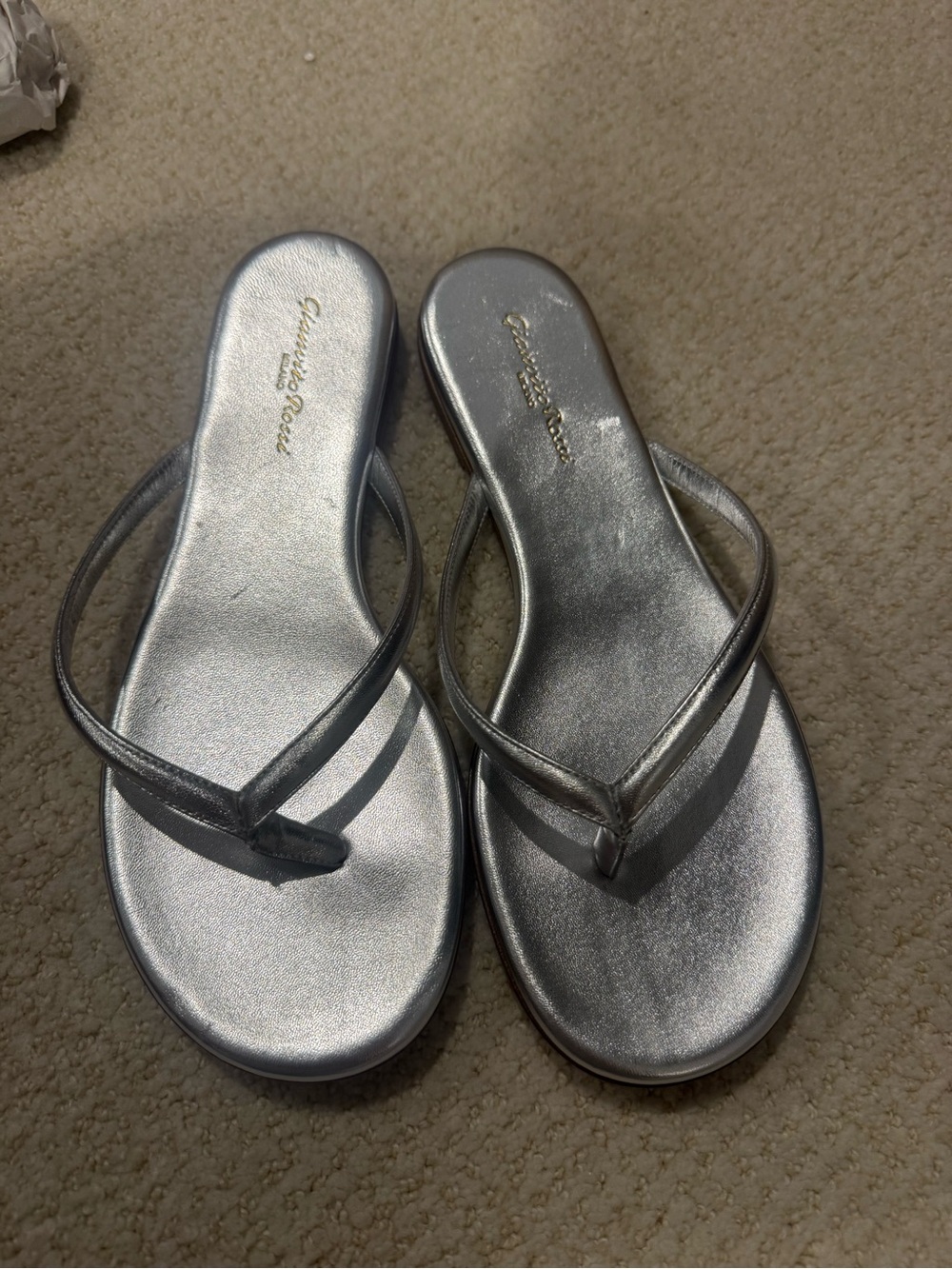 Gianvito Rossi Silver Metallic Thong Sandals - Women